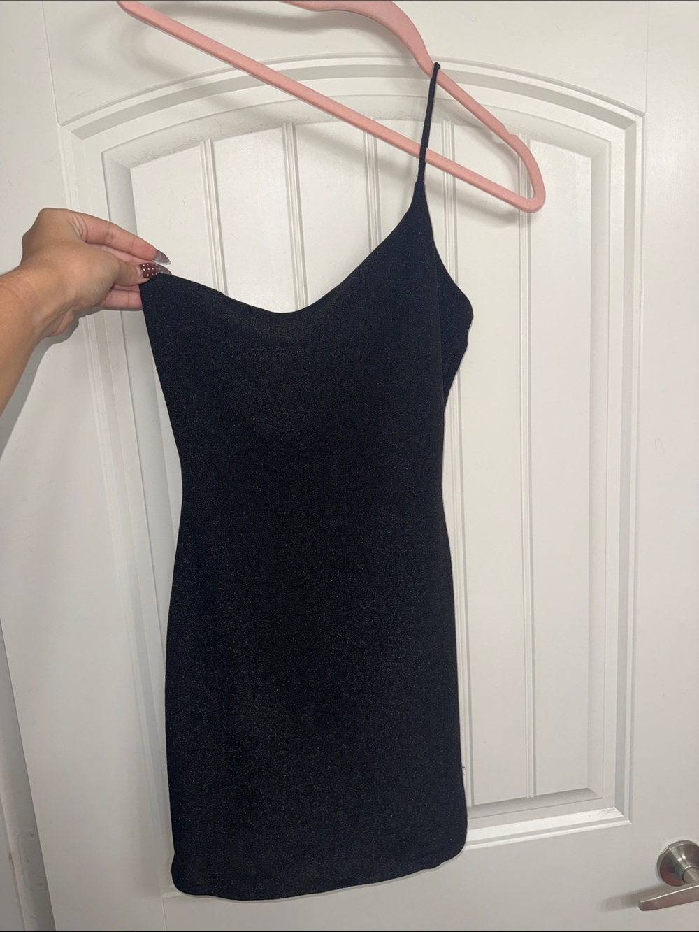 One-Shoulder Sparkly Black Mini Dress